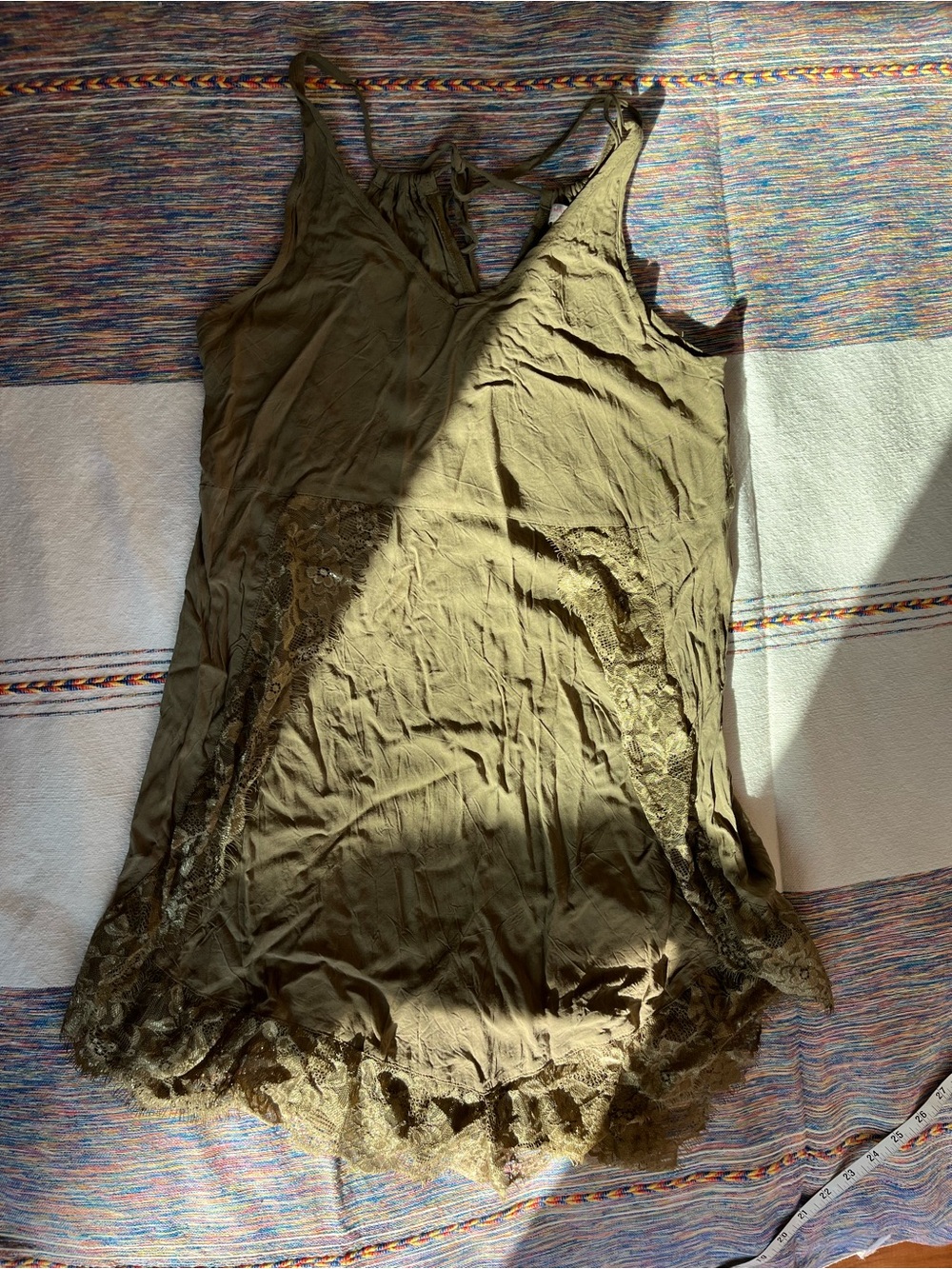 Free People Olive Lace-Trim Slip Dress